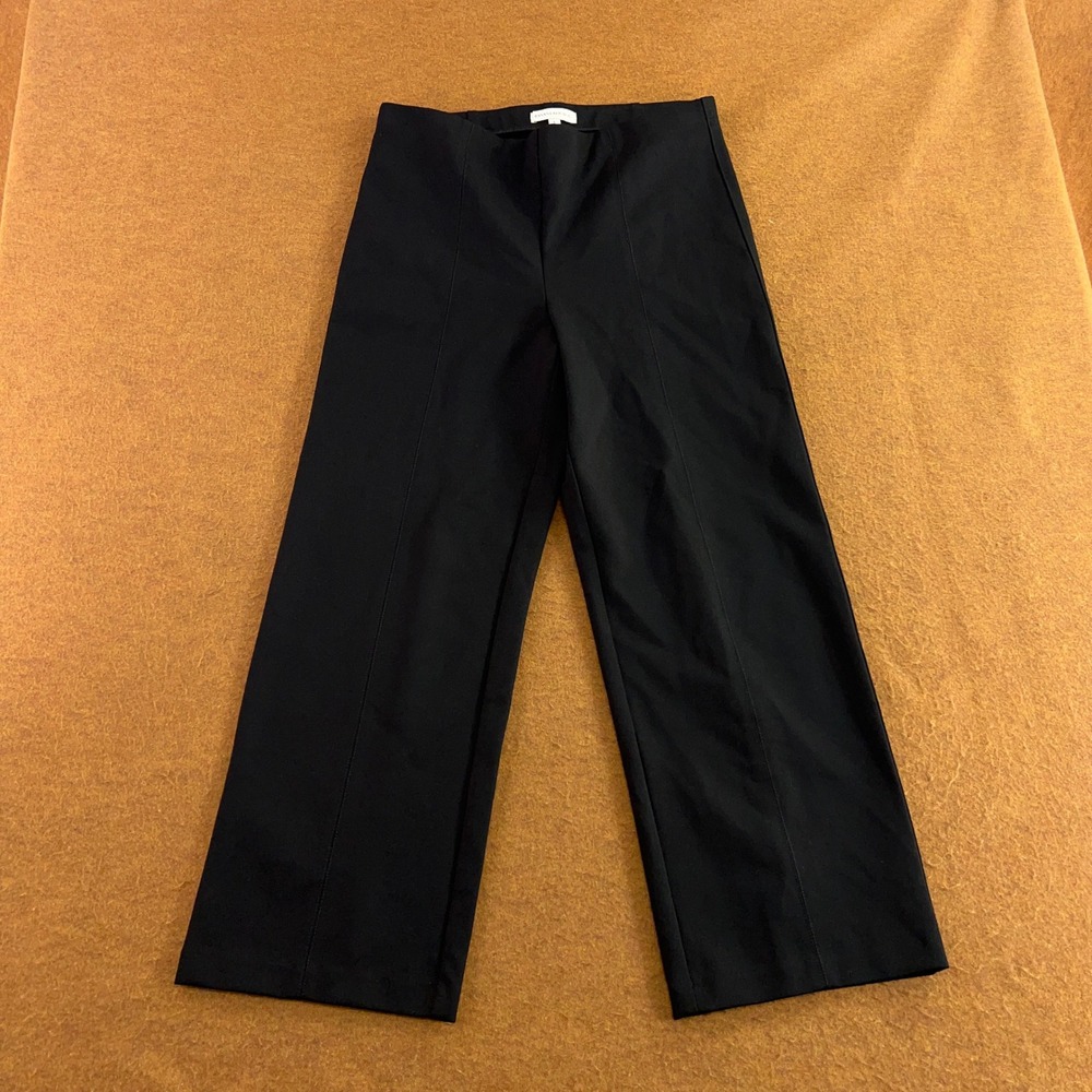 Banana Republic Womens Large Black Seamed Wide Leg Pull On Ponte Pants New